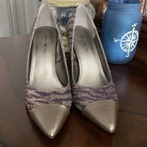 Bandolino Blue and Platinum Animal Print Pumps
